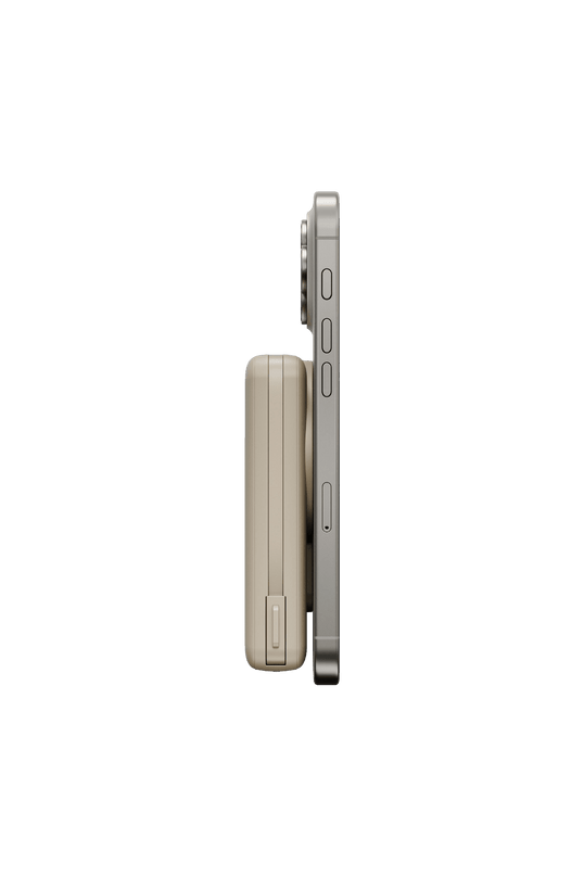 MagPac Pro Plus Qi2 10.000mAh 1 Adet 20W Type-C 1 Adet 20W Type-C Kablo ve 15W Kablosuz Şarj Çıkışlı PD Hızlı Şarj Magsafe Powerbank - Krem 4