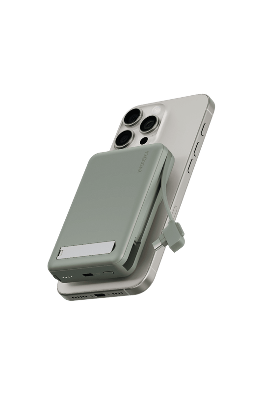 MagPac Pro Plus Qi2 10.000mAh 1 Adet 20W Type-C 1 Adet 20W Type-C Kablo ve 15W Kablosuz Şarj Çıkışlı PD Hızlı Şarj Magsafe Powerbank - Yeşil 2