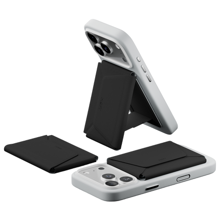 Agile Uyumlu Seyahat Tipi Standlı MagSafe Cüzdan - Siyah