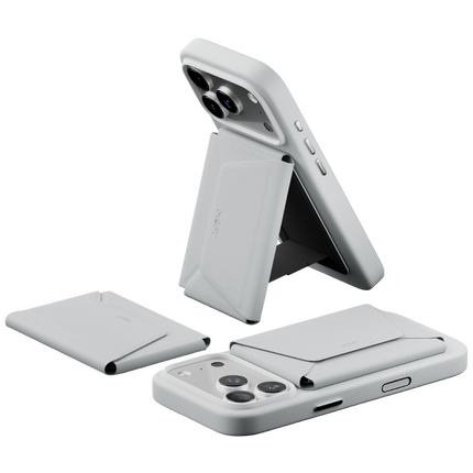 Agile Uyumlu Seyahat Tipi Standlı MagSafe Cüzdan - Beyaz