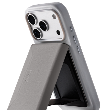 Agile Uyumlu Seyahat Tipi Standlı MagSafe Cüzdan - Koyu Gri 7