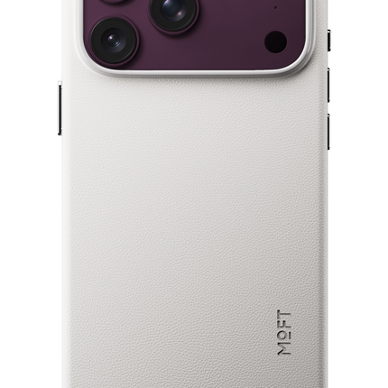 iPhone 18 Pro/17 Pro Snap Movas Deri Magsafe Kapak Kılıf - Beyaz