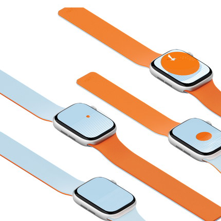 Watch 42mm Snap Duo Silikon Kordon - Turuncu-Açık Mavi 6