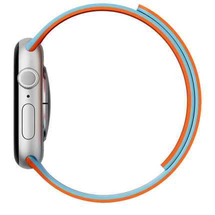 Watch Ultra 49mm Snap Duo Silikon Kordon - Turuncu-Açık Mavi 5