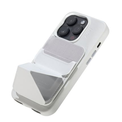 Snap-On Uyumlu Standlı MagSafe Cüzdan - Beyaz 5