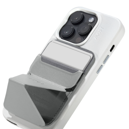 Snap-On Uyumlu Standlı MagSafe Cüzdan - Gümüş 6