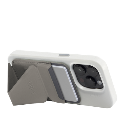 Snap-On Uyumlu Standlı MagSafe Cüzdan - Koyu Gri 9