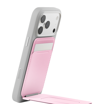 Snap Phone Uyumlu Katlanabilir Tripod Standlı MagSafe Cüzdan - Açık Pembe 6