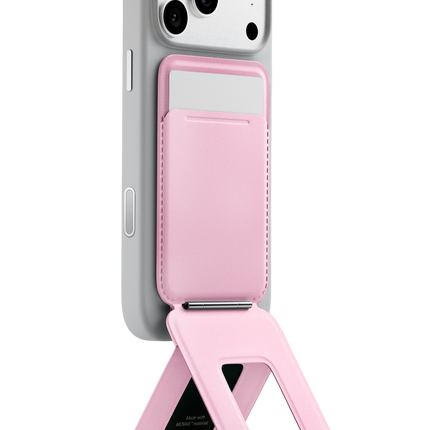 Snap Phone Uyumlu Katlanabilir Tripod Standlı MagSafe Cüzdan - Açık Pembe 3
