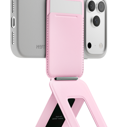 Snap Phone Uyumlu Katlanabilir Tripod Standlı MagSafe Cüzdan - Açık Pembe 4