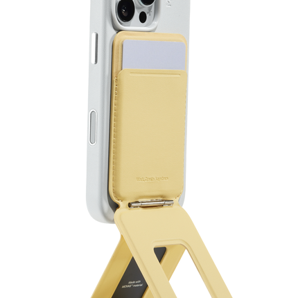 Snap Phone Uyumlu Katlanabilir Tripod Standlı MagSafe Cüzdan - Sarı 4