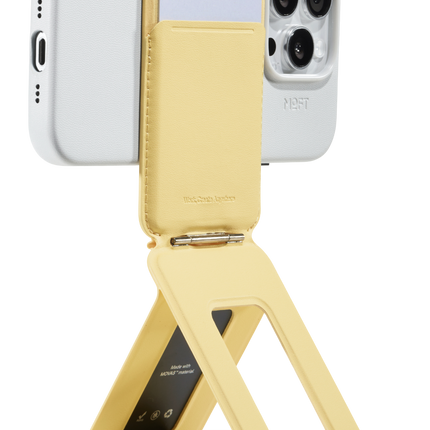 Snap Phone Uyumlu Katlanabilir Tripod Standlı MagSafe Cüzdan - Sarı 5