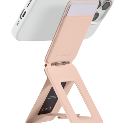 Snap Phone Uyumlu Katlanabilir Tripod Standlı MagSafe Cüzdan - Pembe 6