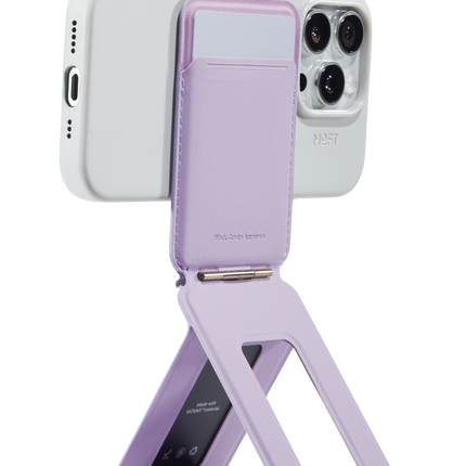 Snap Phone Uyumlu Katlanabilir Tripod Standlı MagSafe Cüzdan - Lila 2