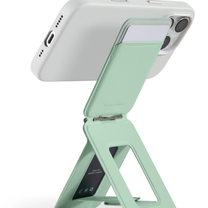 Snap Phone Uyumlu Katlanabilir Tripod Standlı MagSafe Cüzdan - Mint Yeşil 6