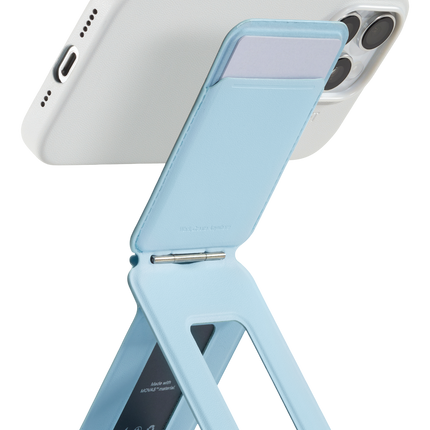 Snap Phone Uyumlu Katlanabilir Tripod Standlı MagSafe Cüzdan - Açık Mavi 6