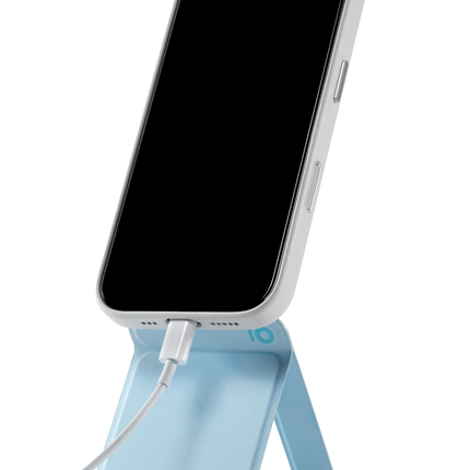 Snap Phone Uyumlu Katlanabilir Tripod Standlı MagSafe Cüzdan - Açık Mavi 10