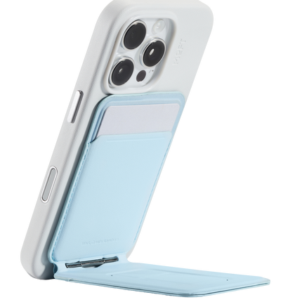 Snap Phone Uyumlu Katlanabilir Tripod Standlı MagSafe Cüzdan - Açık Mavi 7