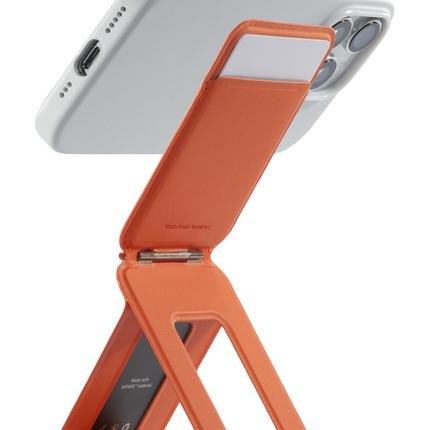 Snap Phone Uyumlu Katlanabilir Tripod Standlı MagSafe Cüzdan - Turuncu 6