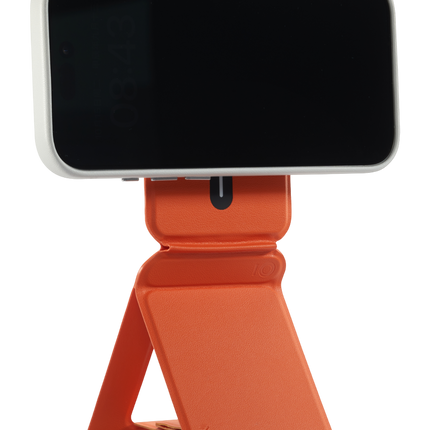 Snap Phone Uyumlu Katlanabilir Tripod Standlı MagSafe Cüzdan - Turuncu 3