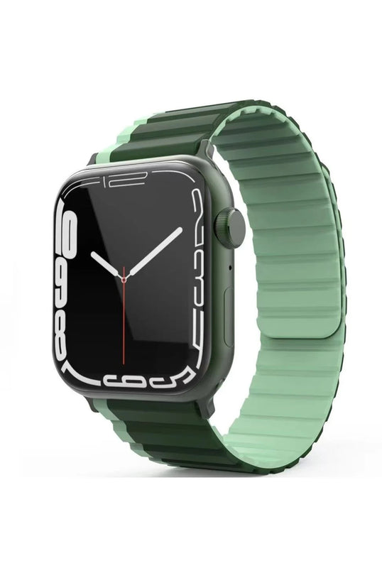 Watch 42mm MO-WB1 Çift Renk Mıknatıslı Silikon Kordon - Koyu Yeşil