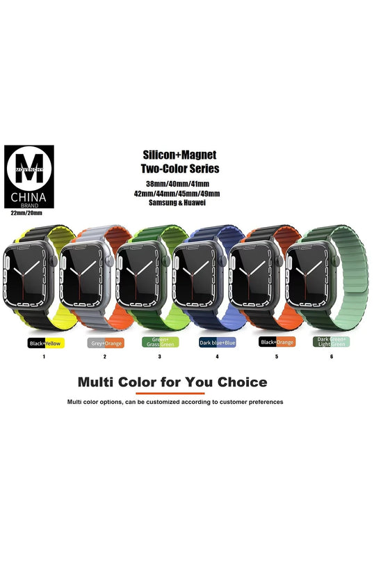 Watch 42mm MO-WB1 Çift Renk Mıknatıslı Silikon Kordon - Lacivert 5