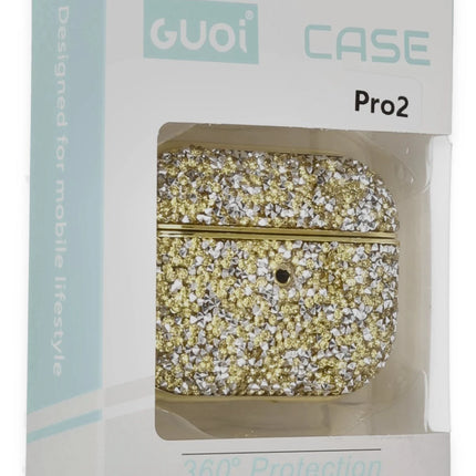 Airpods Pro 2 (2.nesil) Luz Taşlı Kılıf - Gold 4