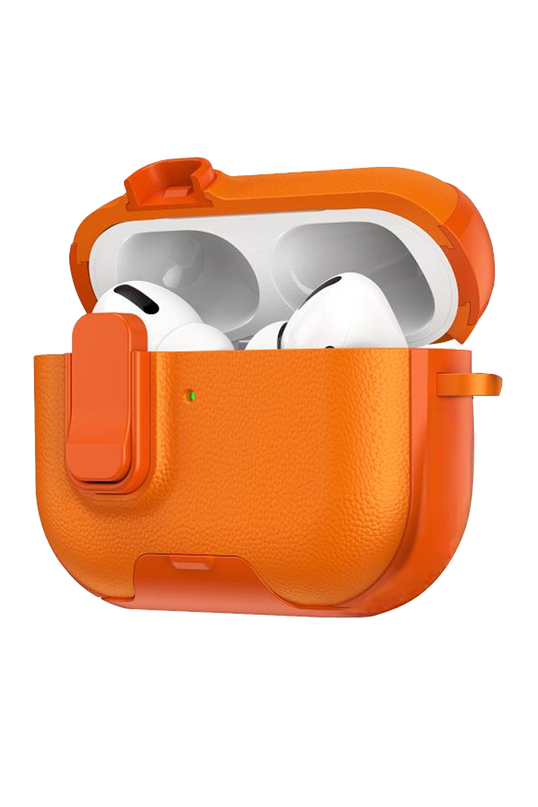 Airpods Pro 3 (3.nesil) Rova Deri Kılıf - Turuncu 2