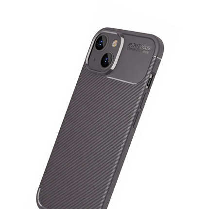 iPhone 14 Auto Focus Karbon Kapak Kılıf - Gri 2