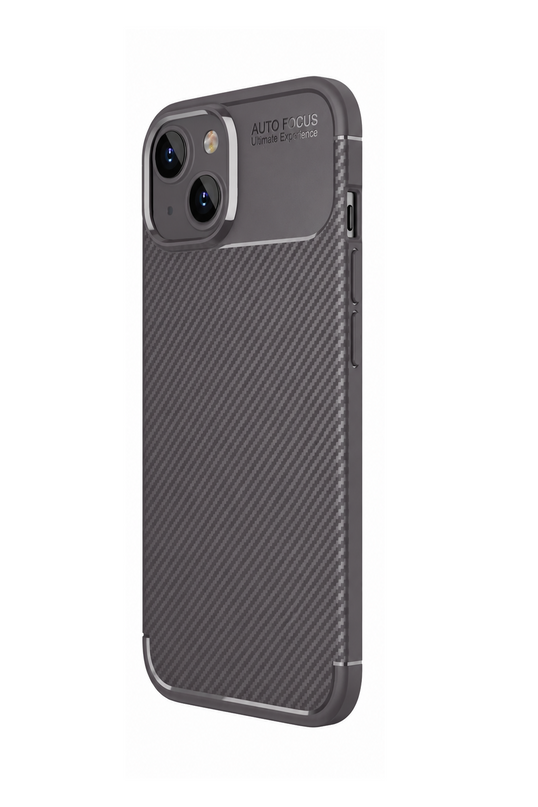 iPhone 14 Auto Focus Karbon Kapak Kılıf - Gri 3