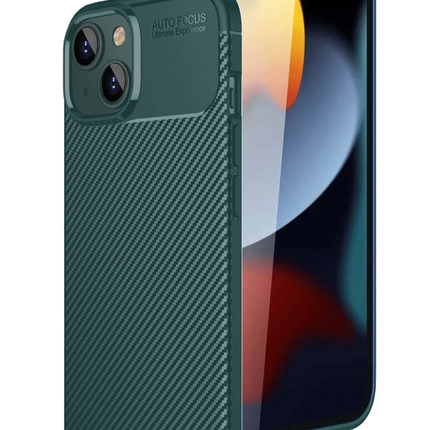 iPhone 15 Auto Focus Karbon Kapak Kılıf - Yeşil