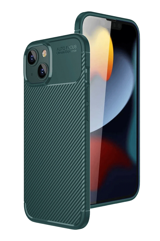 iPhone 15 Auto Focus Karbon Kapak Kılıf - Yeşil