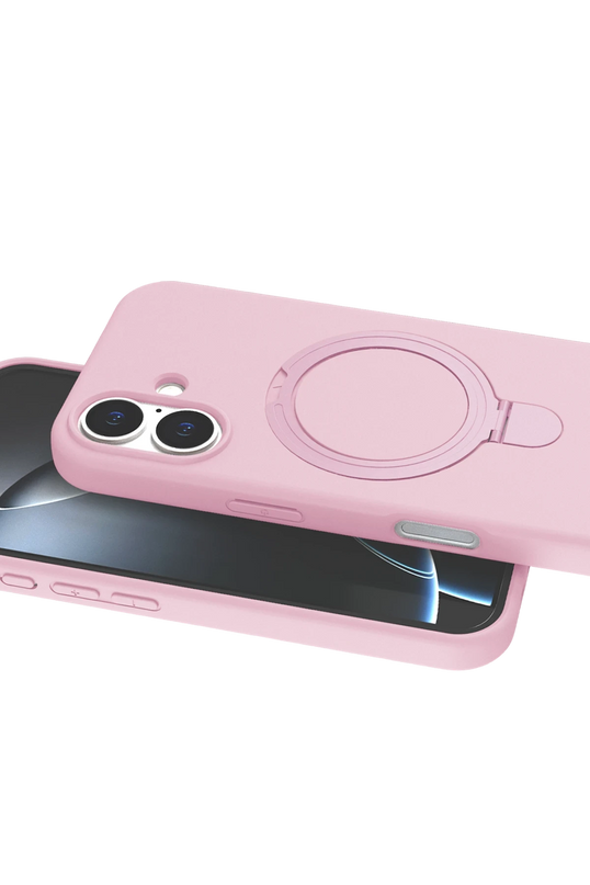 iPhone 16 Plus Regal Magsafe Standlı Kapak Kılıf - Açık Pembe 2