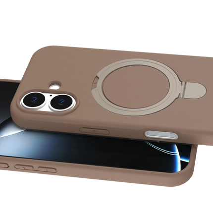 iPhone 16 Plus Regal Magsafe Standlı Kapak Kılıf - Çöl Titanyum 2