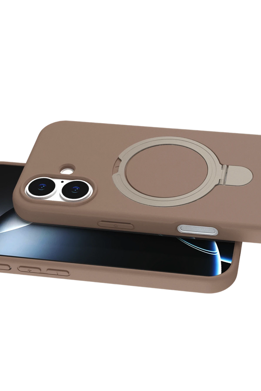 iPhone 16 Regal Magsafe Standlı Kapak Kılıf - Çöl Titanyum 2