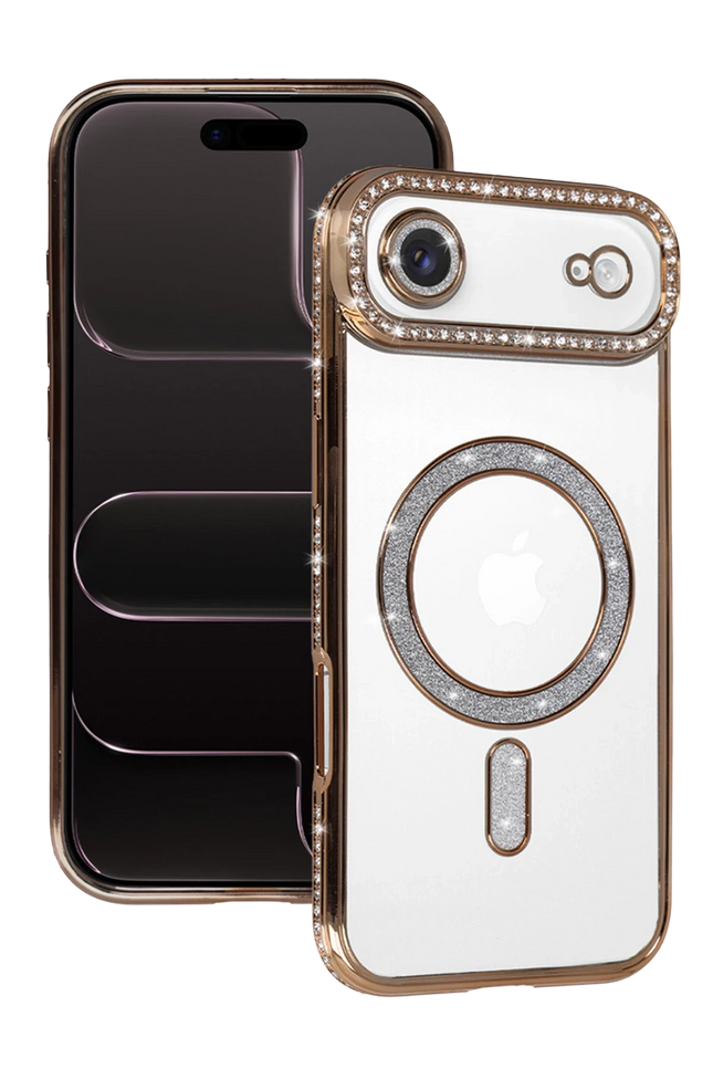 iPhone 17 Air Joke Simli Magneticsafe Kılıf - Gold