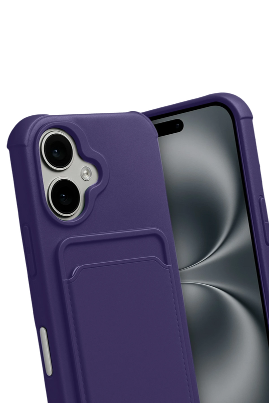 iPhone 17 Kelvin Kartvizitli Silikon Kılıf - Derin Mor 3