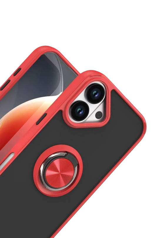 iPhone 17 Montreal Yüzüklü Silikon Kapak Kılıf - Kırmızı 2