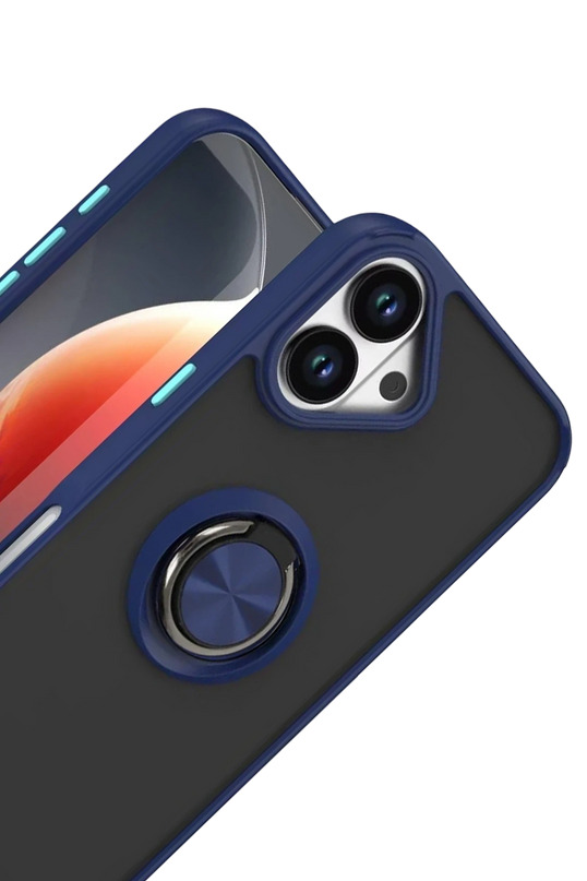 iPhone 17 Montreal Yüzüklü Silikon Kapak Kılıf - Lacivert 2