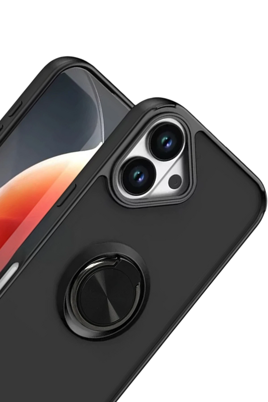 iPhone 17 Montreal Yüzüklü Silikon Kapak Kılıf - Siyah 2