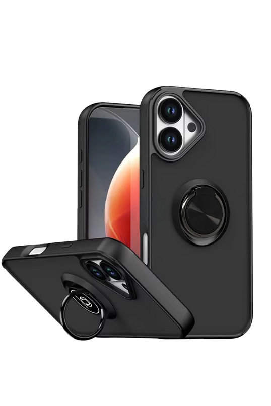 iPhone 17 Montreal Yüzüklü Silikon Kapak Kılıf - Siyah
