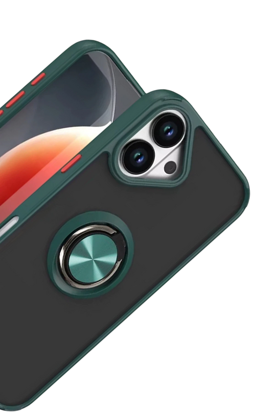 iPhone 17 Montreal Yüzüklü Silikon Kapak Kılıf - Yeşil 2