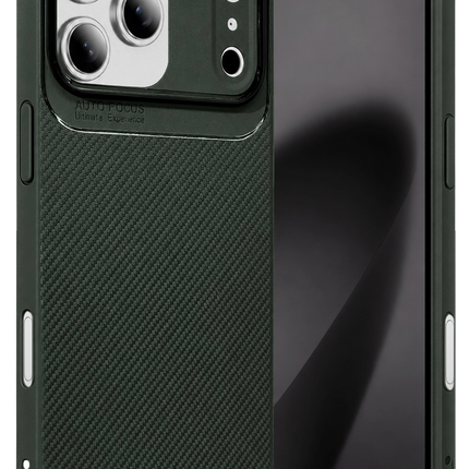 iPhone 17 Pro Max Auto Focus Karbon Kapak Kılıf - Koyu Yeşil