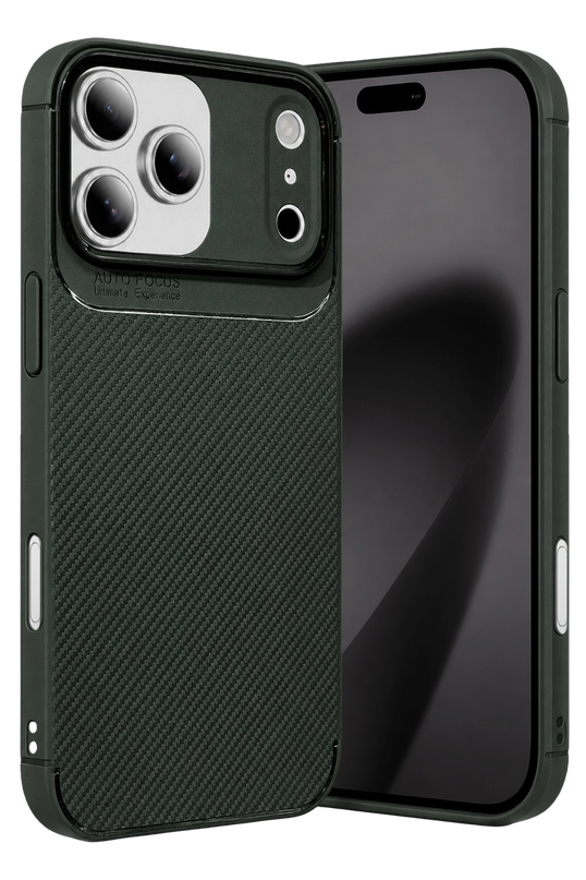 iPhone 17 Pro Max Auto Focus Karbon Kapak Kılıf - Koyu Yeşil