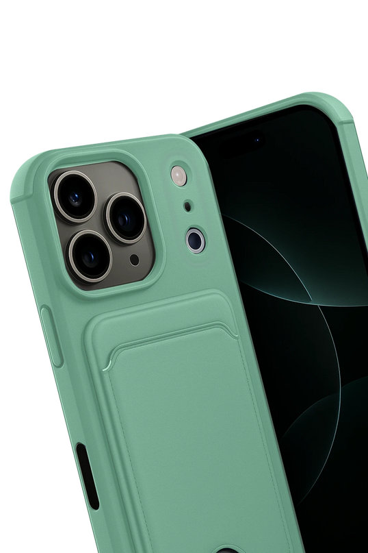 iPhone 17 Pro Max Kelvin Kartvizitli Silikon Kılıf - Açık Yeşil 3