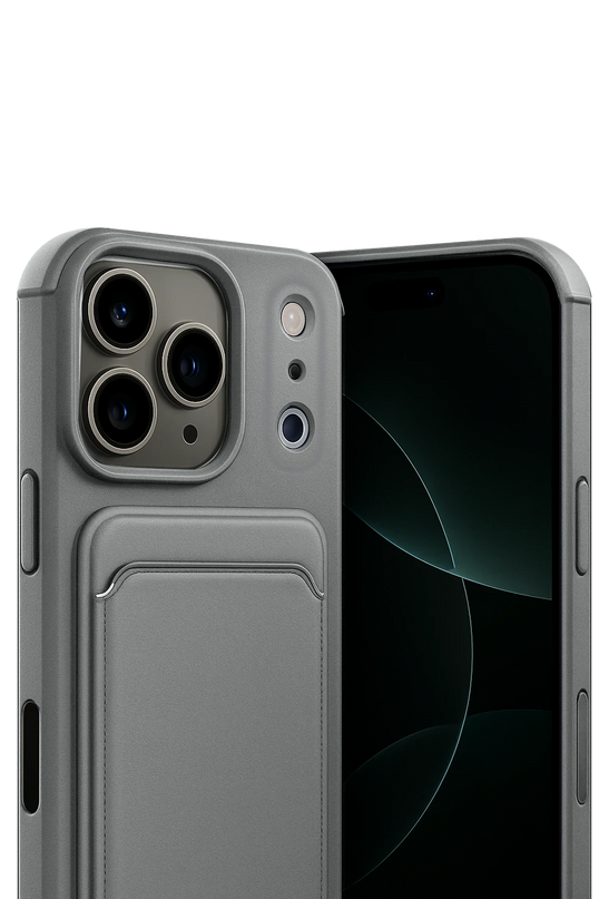 iPhone 17 Pro Max Kelvin Kartvizitli Silikon Kılıf - Gri 2