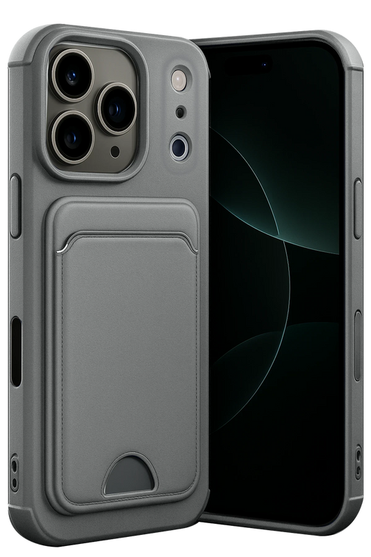 iPhone 17 Pro Max Kelvin Kartvizitli Silikon Kılıf - Gri