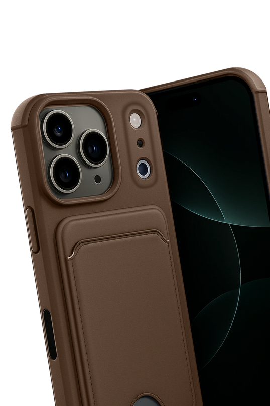 iPhone 17 Pro Max Kelvin Kartvizitli Silikon Kılıf - Kahverengi 3