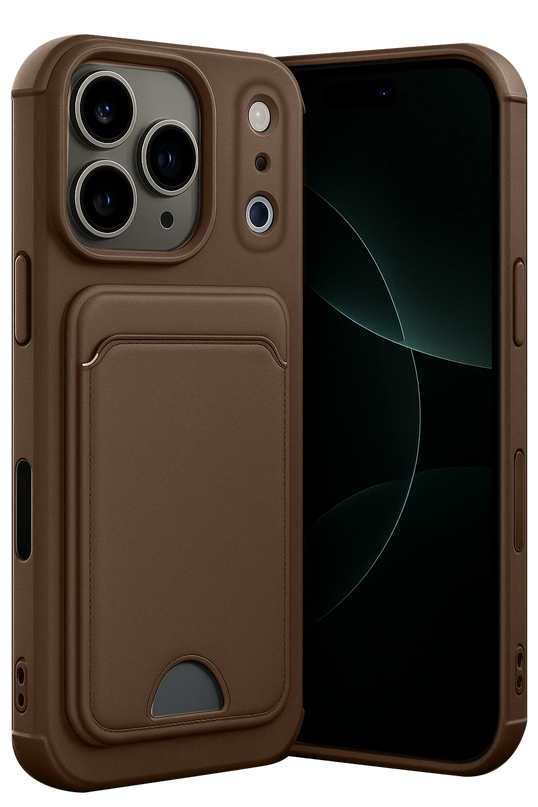 iPhone 17 Pro Max Kelvin Kartvizitli Silikon Kılıf - Kahverengi