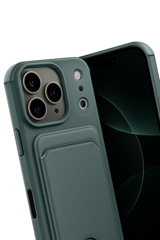 iPhone 17 Pro Max Kelvin Kartvizitli Silikon Kılıf - Koyu Yeşil 3